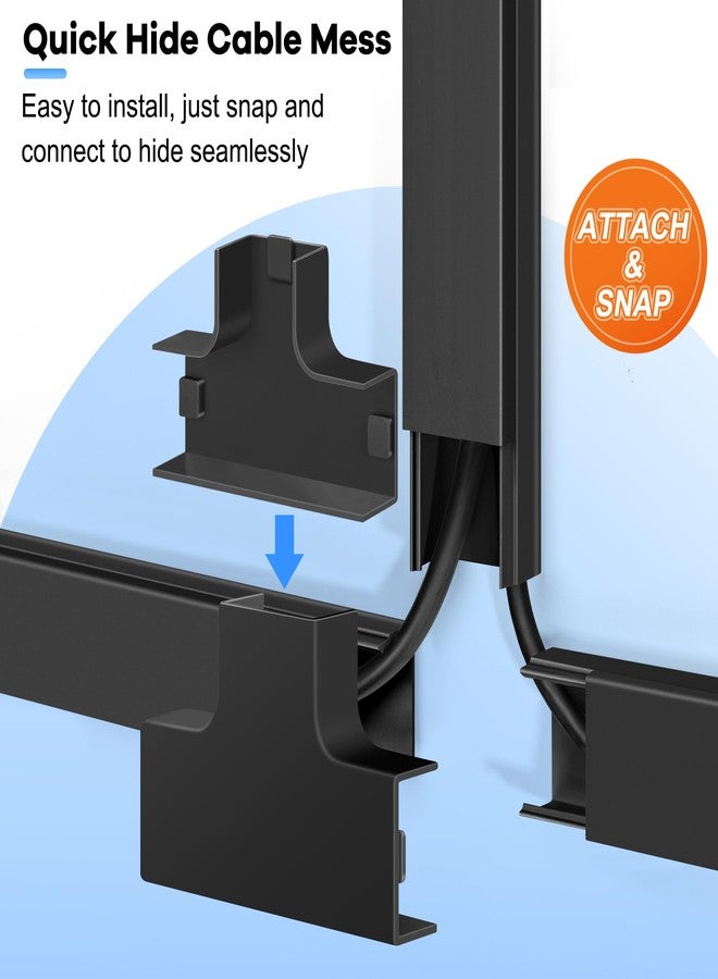 ZhiYo 126in Cord Hider Kit, Wire Hiders for TV on Wall, Paintable Cable Management Kit, Wire Cover for Wall Mount TV, Hide Wires Along Wall, Black Cord Cover Wall Wire Management, 8xL15.7in W0.95in H0.55in - Image 4